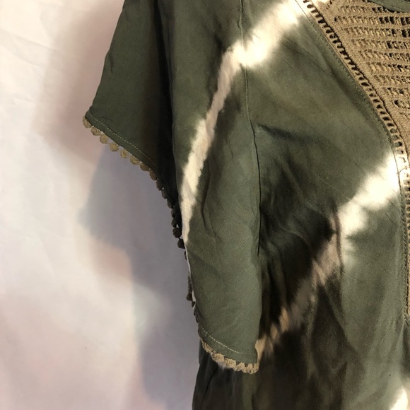 Knox Rose sz xs boho top green tie dye dolman slv - Picture 4 of 8
